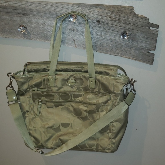 Coach signature sage green nylon diaper bag - Picture 1 of 5
